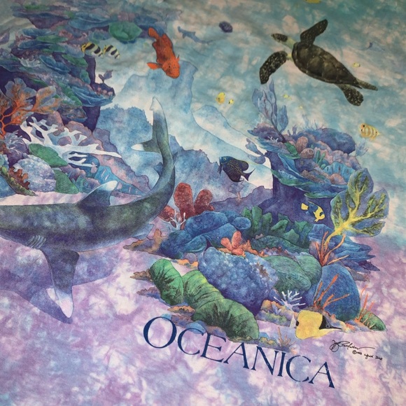 Vintage 1993 Liquid Blue Oceanica All Over Print Single Stitch Shirt - Picture 2 of 7